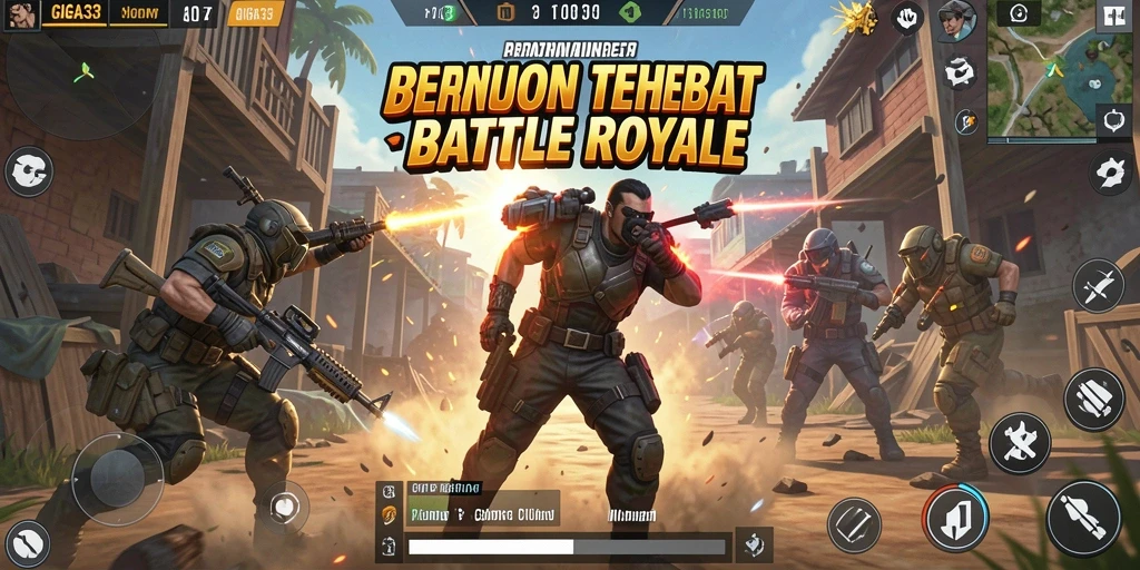 Tangkapan layar GIGA33 menampilkan aksi seru dalam pertarungan Battle Royale.