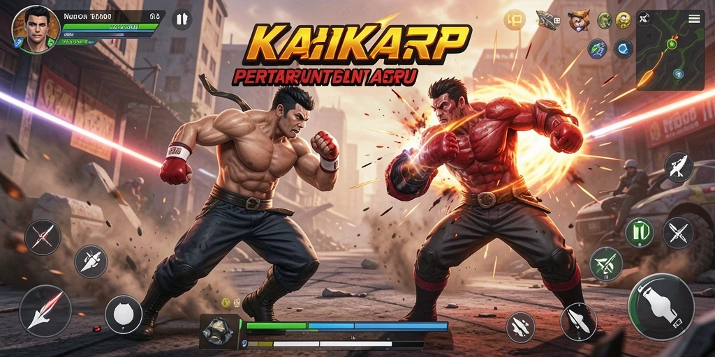 Tangkapan layar KAKRP menampilkan aksi pertarungan yang seru dan grafis yang memukau.