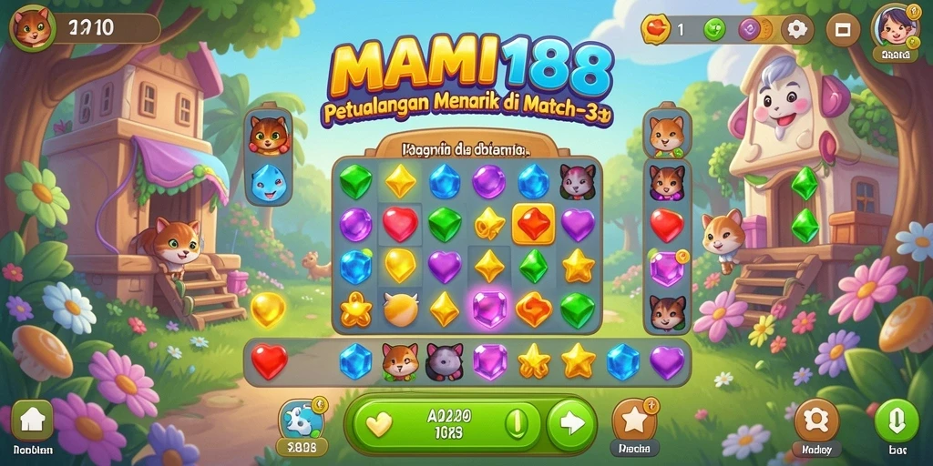 Tampilan gameplay MAMI188 yang menarik dengan elemen Match-3.